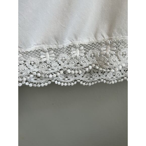 White Eyelet Coverup Mini Dress Swim Cotton Embroidered Lined Boho Beach Bride M - Picture 7 of 13